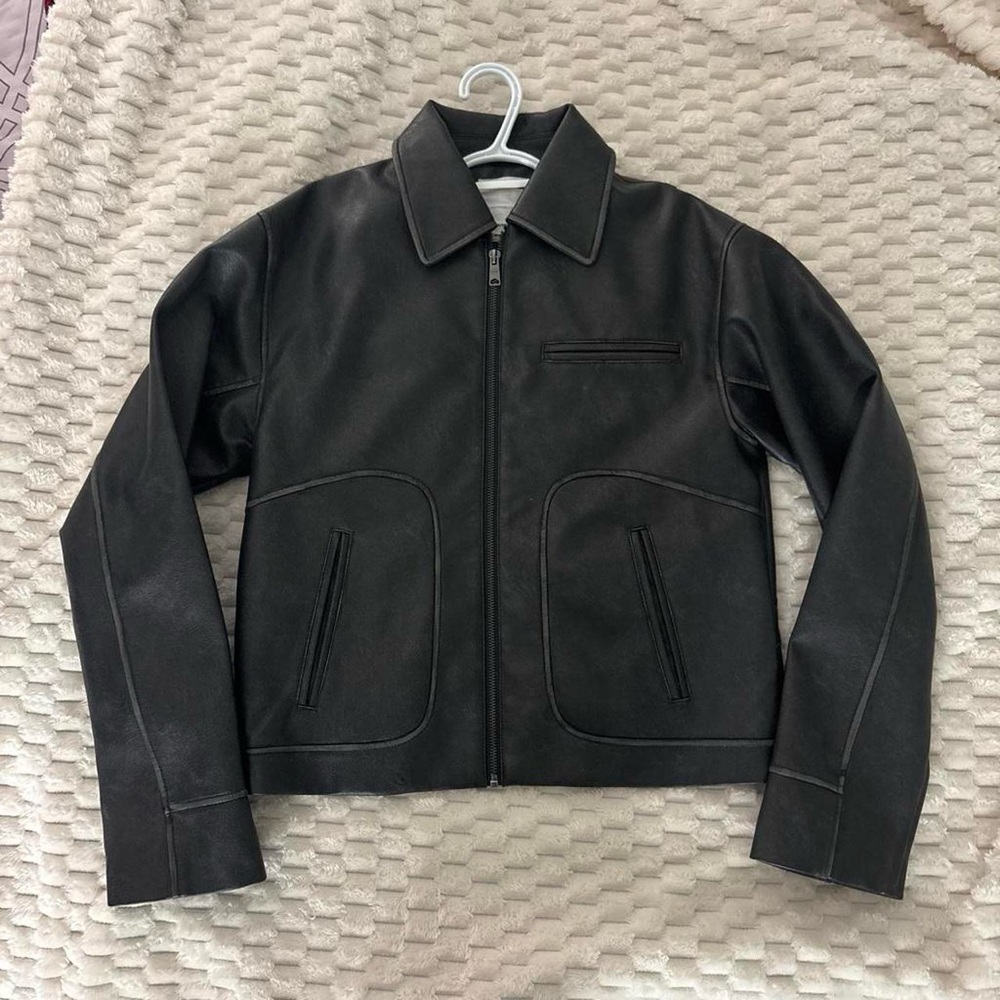 Garage Black Leather Zip-Up Jacket